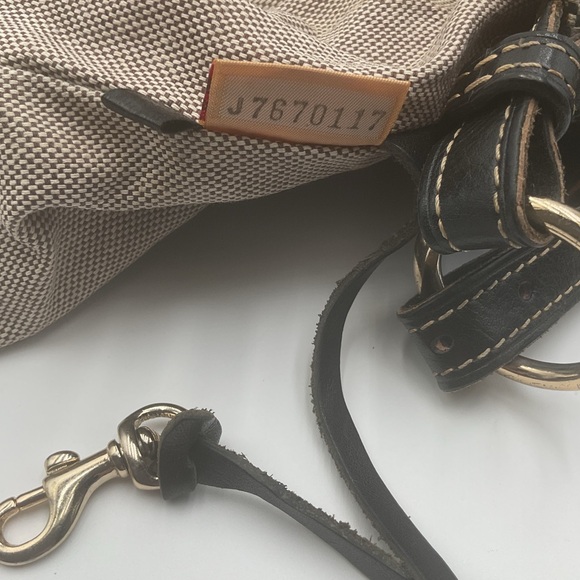 Dooney & Bourke Black, White & Tan Leather & Canvas Purse - Picture 15 of 16